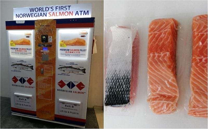 В торговых автоматах Сингапура продают лосось и крабов