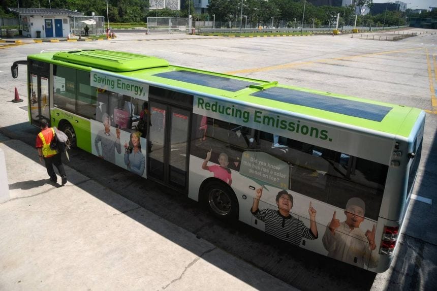 В Сингапуре появились автобусы на солнечных батареях